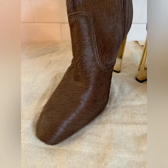 Gianni Bini Women 8.5 Mavis Calf Hair Brown Ankle Booties Heeled Pointed Toe NEW - Picture 3 of 7